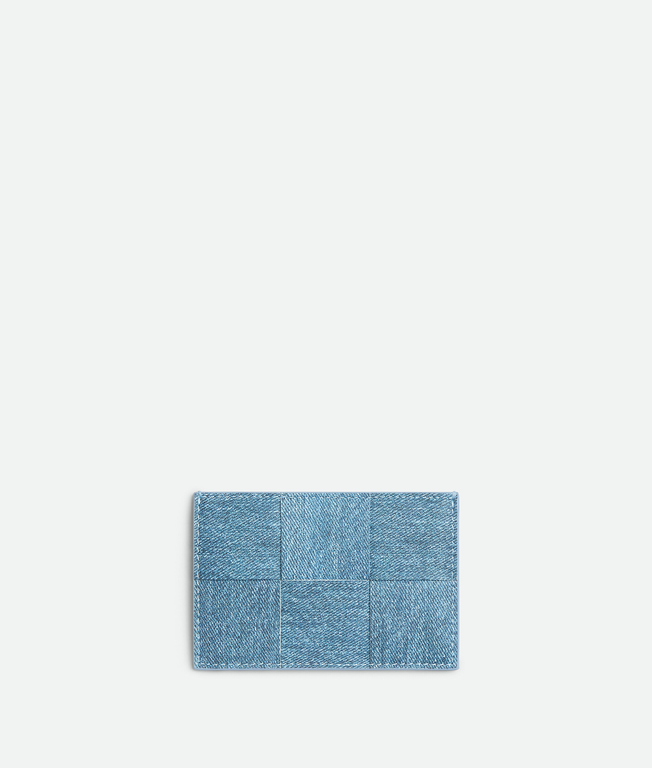 Shop Bottega Veneta Cassette Credit Card Case In Blue Melange/ice