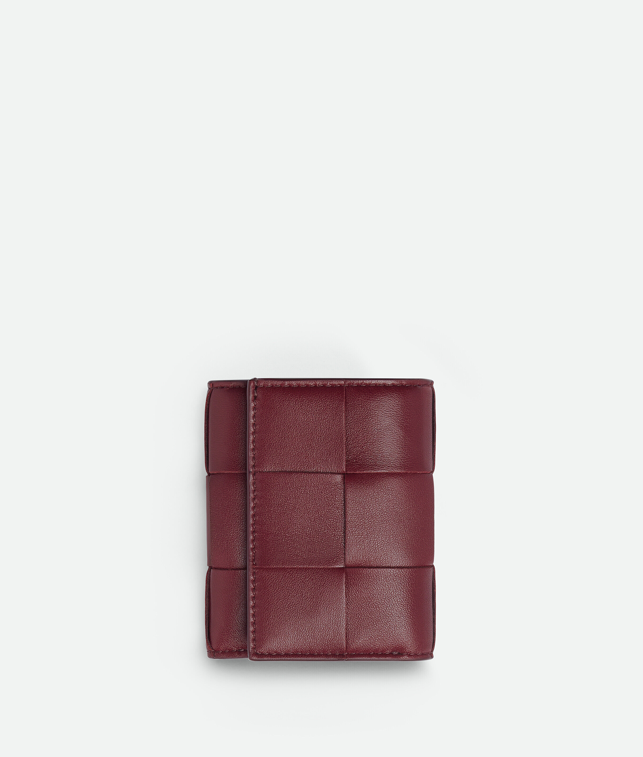 Shop Bottega Veneta Tri-fold Zip Wallet In Bordeaux